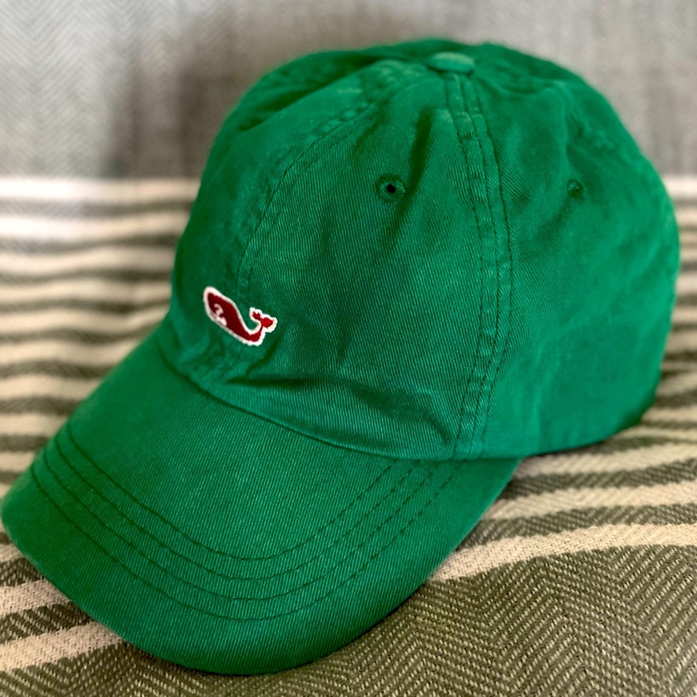 Vineyard Vines baseball cap. Emerald green with red whale and Vineyard Vines.